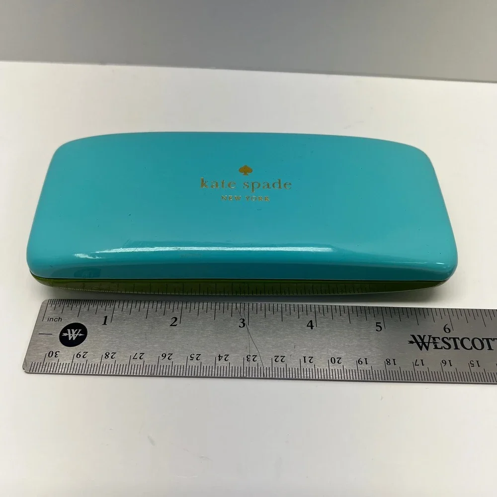 Kate Spade New York Hard Shell Glasses Case‎ Turquoise Blue Olive Green Eyes OS
